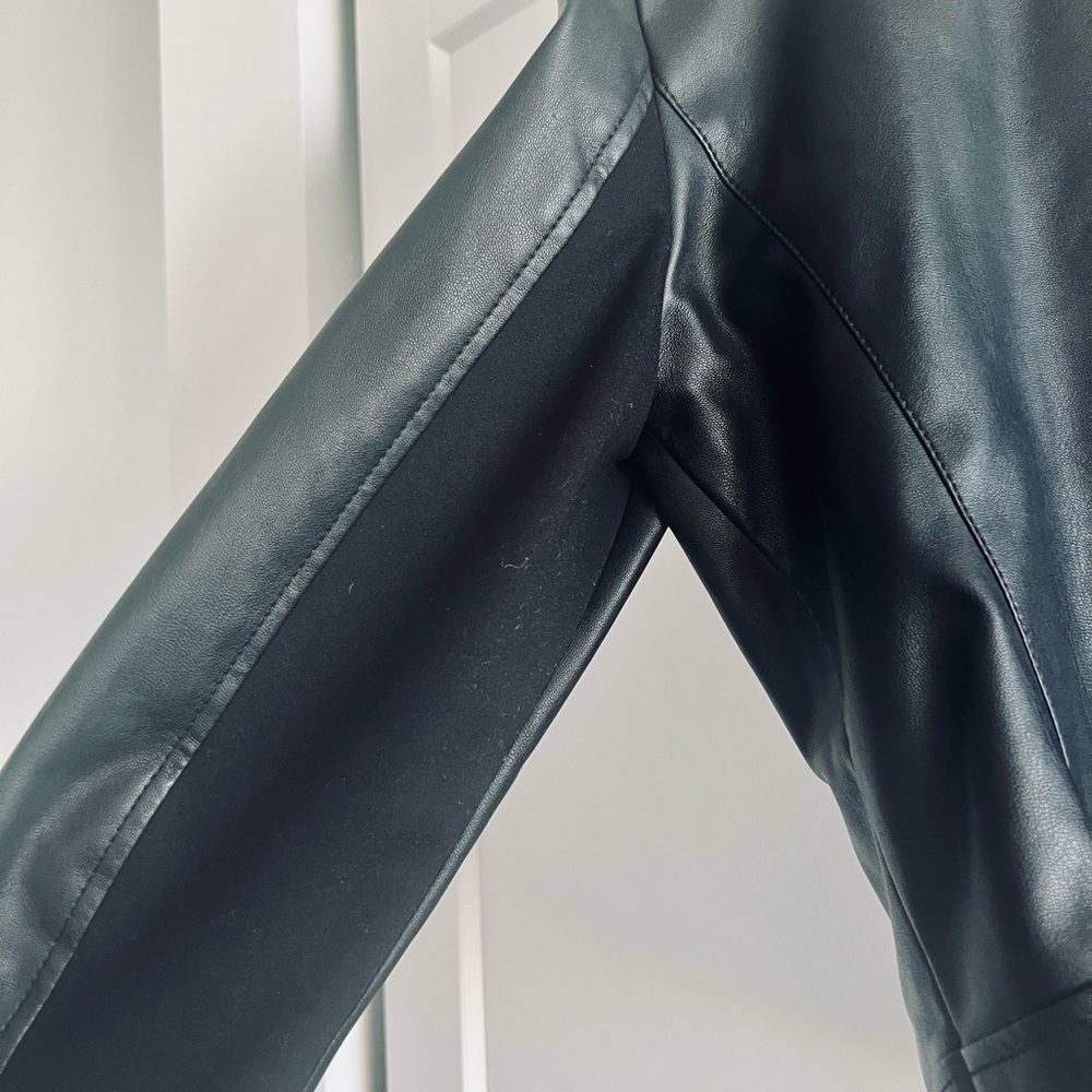Zara Black Leather Jacket with Silver Accents, Size Large - Picture 6 of 12